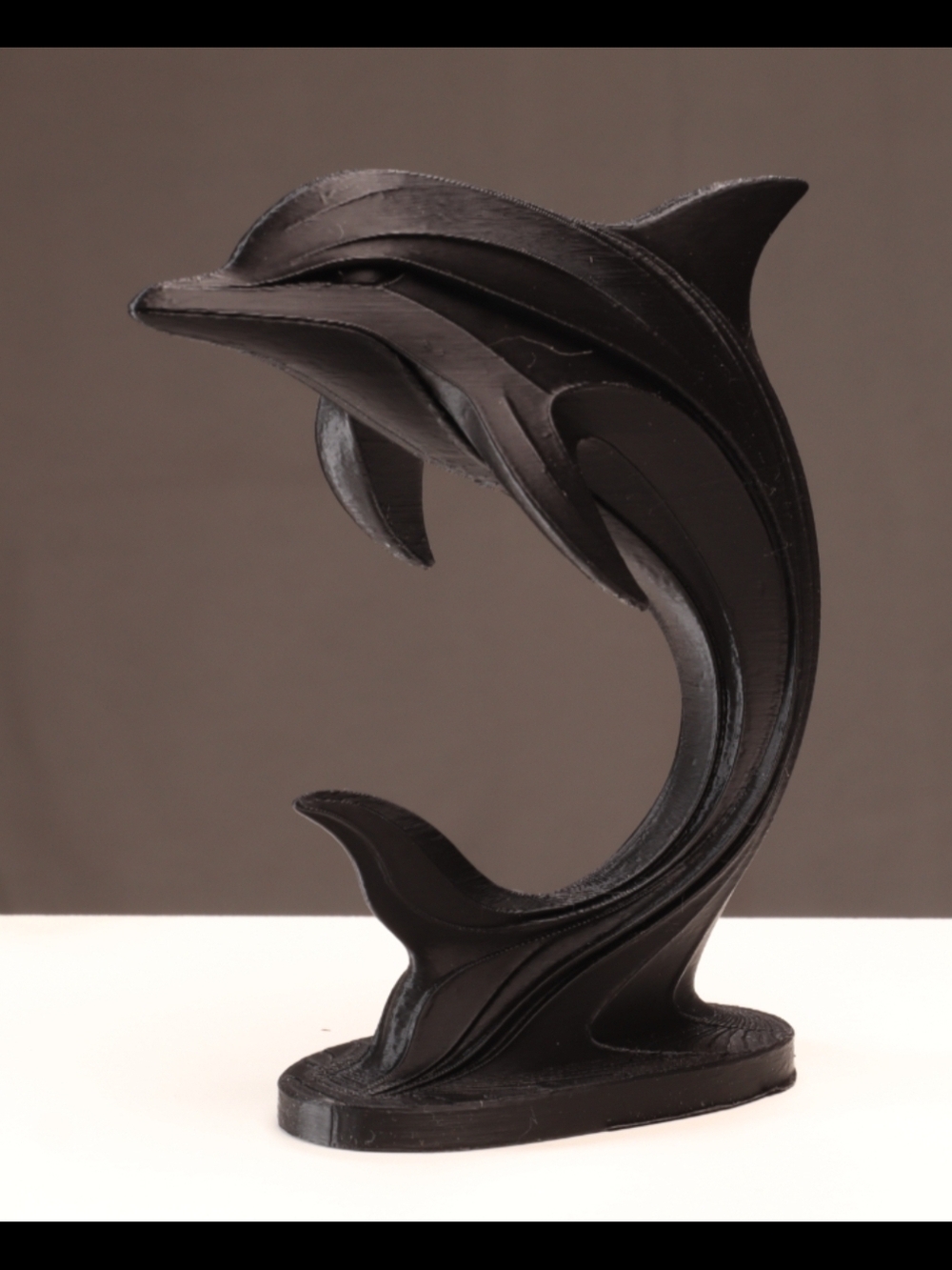 Black Dolphin Sculpture Home 3d Printed Art Figurine